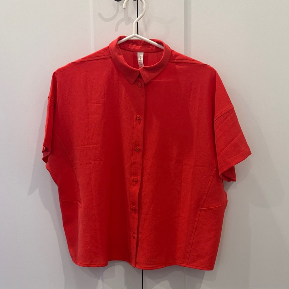 lululemon athletica Red Casual Button Down Shirt